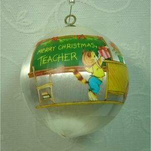VINTAGE HALLMARK ORNAMENT-TEACHER SATIN BALL-1980